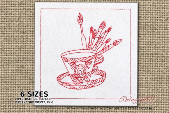 Coffee with Paint Brush Redwork: A Designer's Review