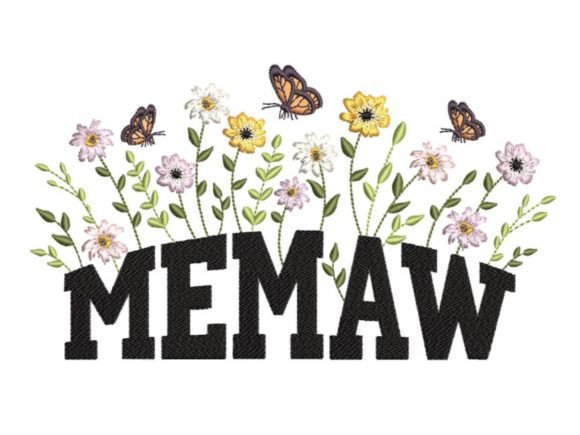 Floral Memaw: A Charming Embroidery Design for Handmade Gifts
