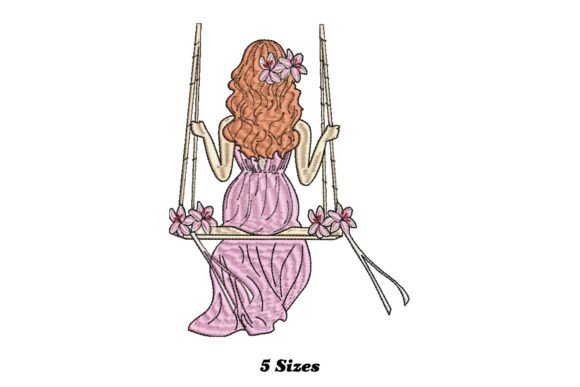 Girl on Swing: A Sweet Embroidery Design for Gifts